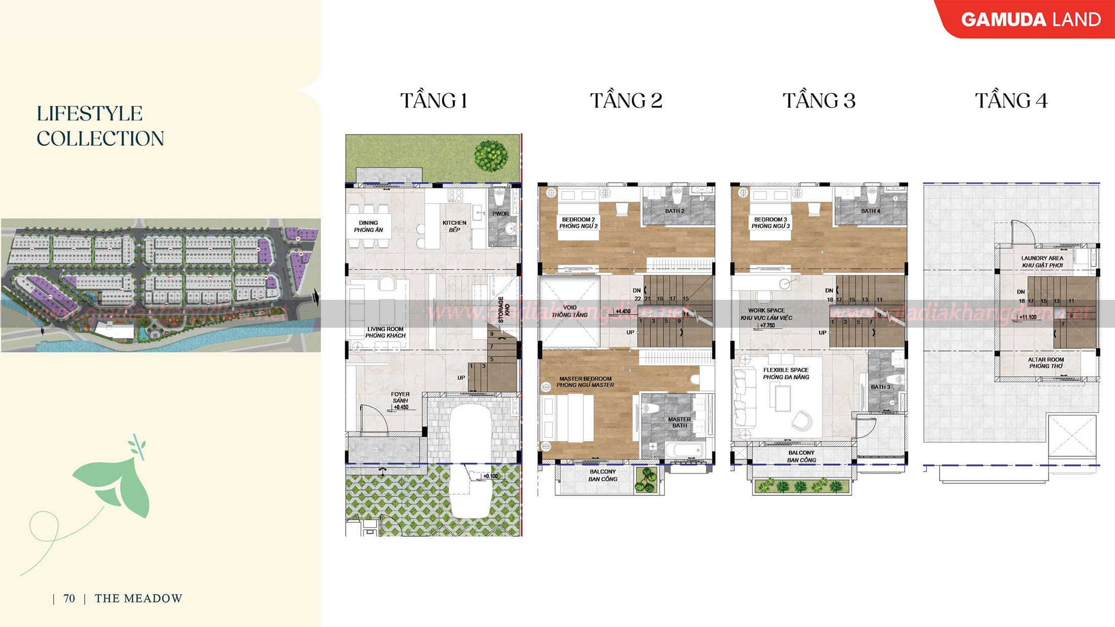 Layout thiết kế sản phẩm Nhà phố phong cách dự án Spring Ville Đồng Nai.