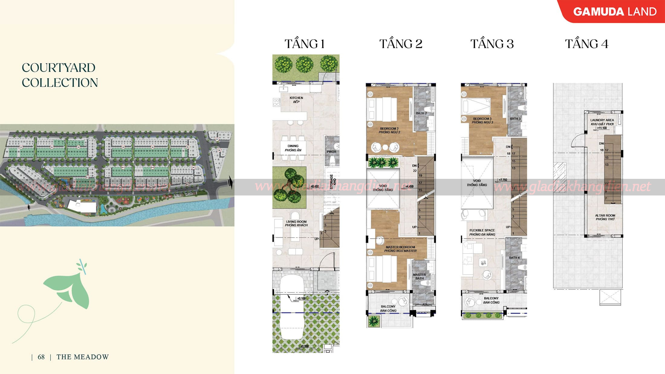 Layout thiết kế sản phẩm Nhà phố sân vườn dự án Spring Ville Đồng Nai.