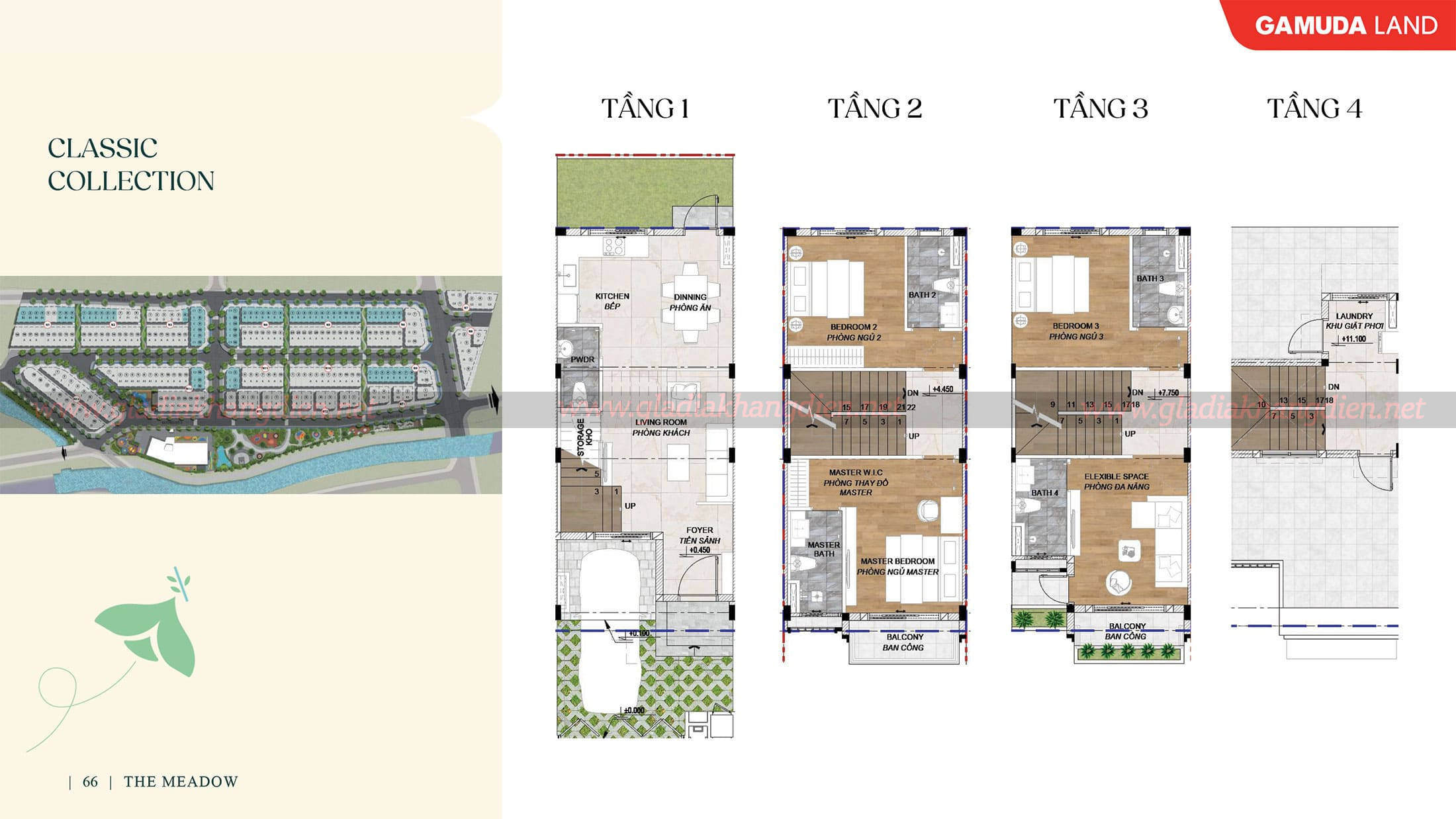 Layout thiết kế sản phẩm Nhà phố truyền thống dự án Spring Ville Đồng Nai.