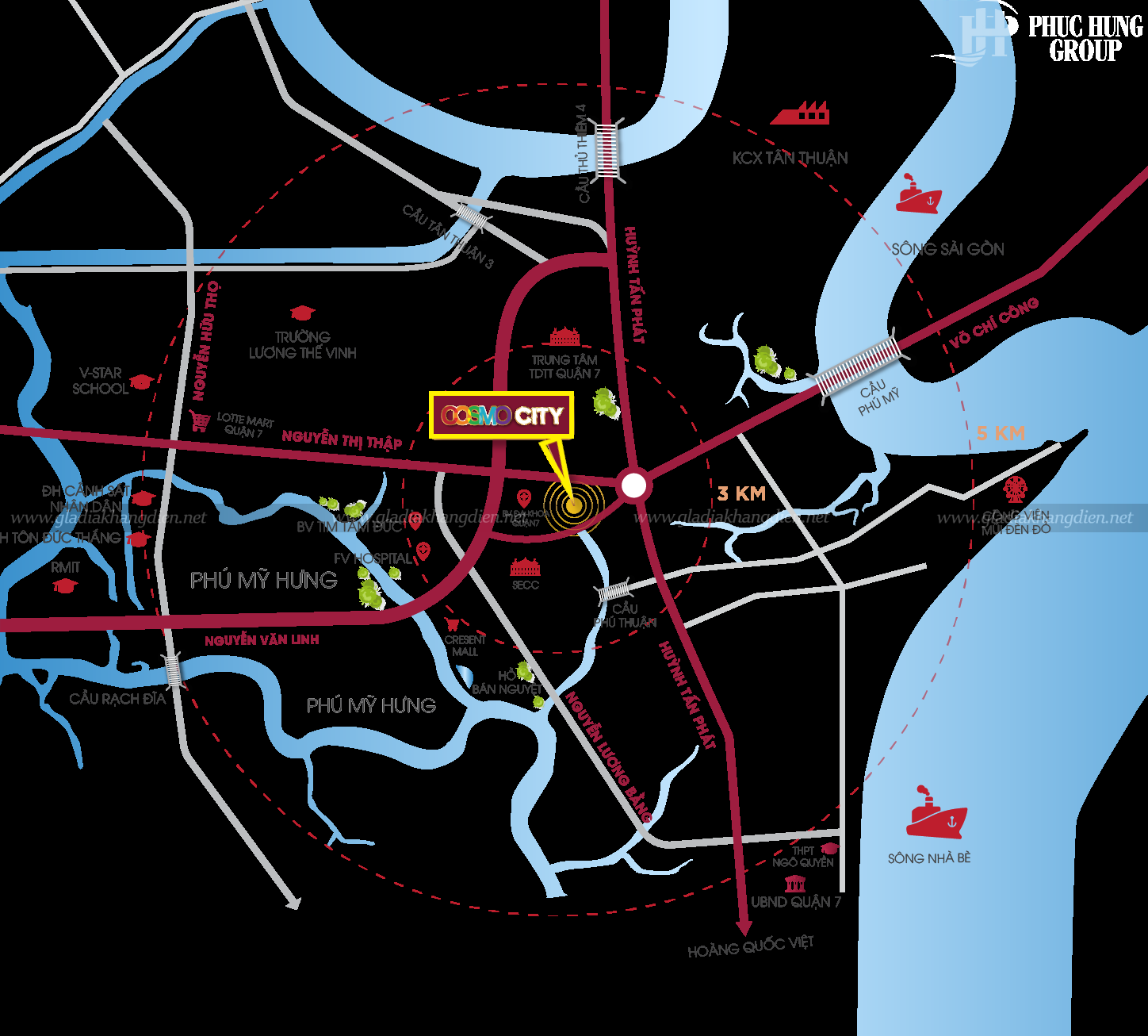 Vị Trí Cosmo City đắc địa Ngay Trung Tâm Quận 7