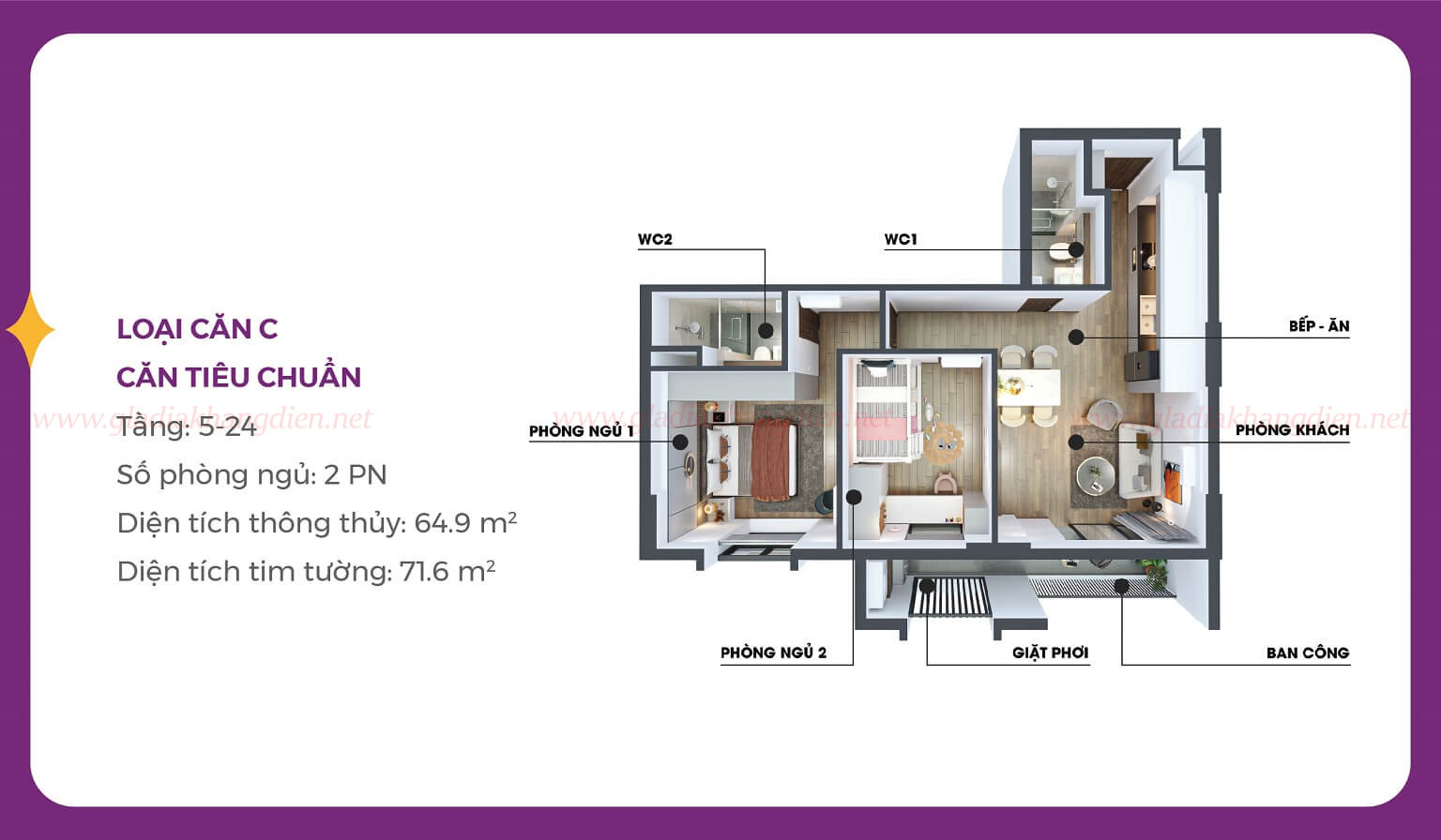 thiết kế căn hộ mia center point đà nẵng loại căn c