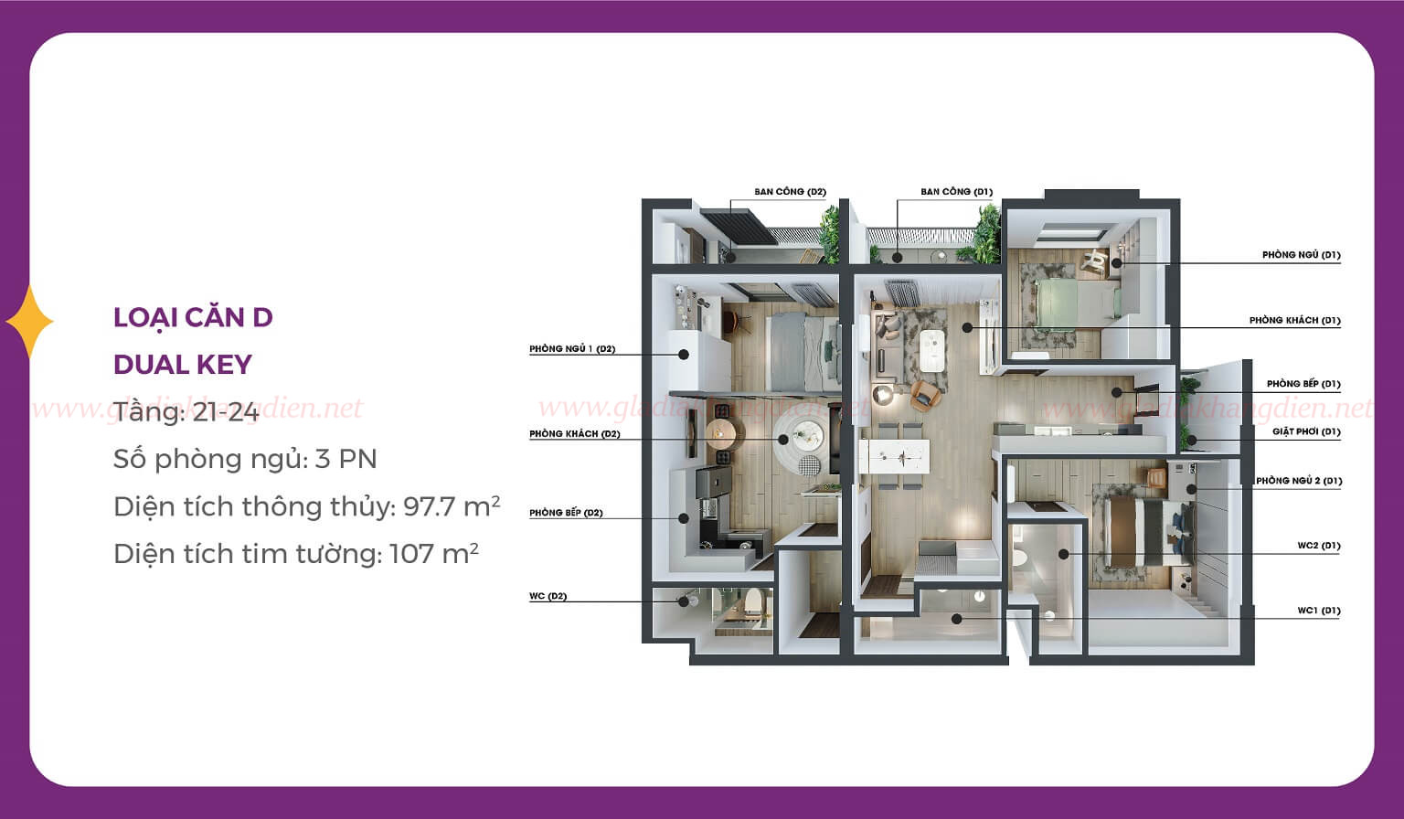 thiết kế căn hộ mia center point đà nẵng loại căn d